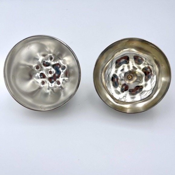 Silver Trinket Box Apple Shaped w Gold Brass Toned Metal Handle Home Decor - Picture 4 of 6